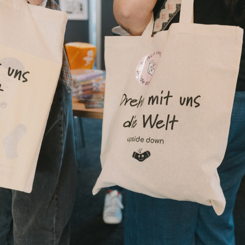 "upside down" Jutebeutel Baumwolle